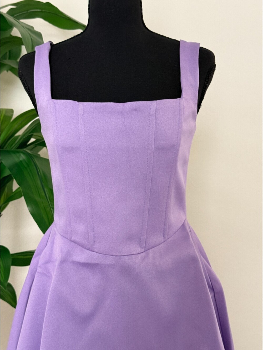 ELLIATT Candice Mini Dress Lilac M Corset Square Neck Fit Flare NWT $230